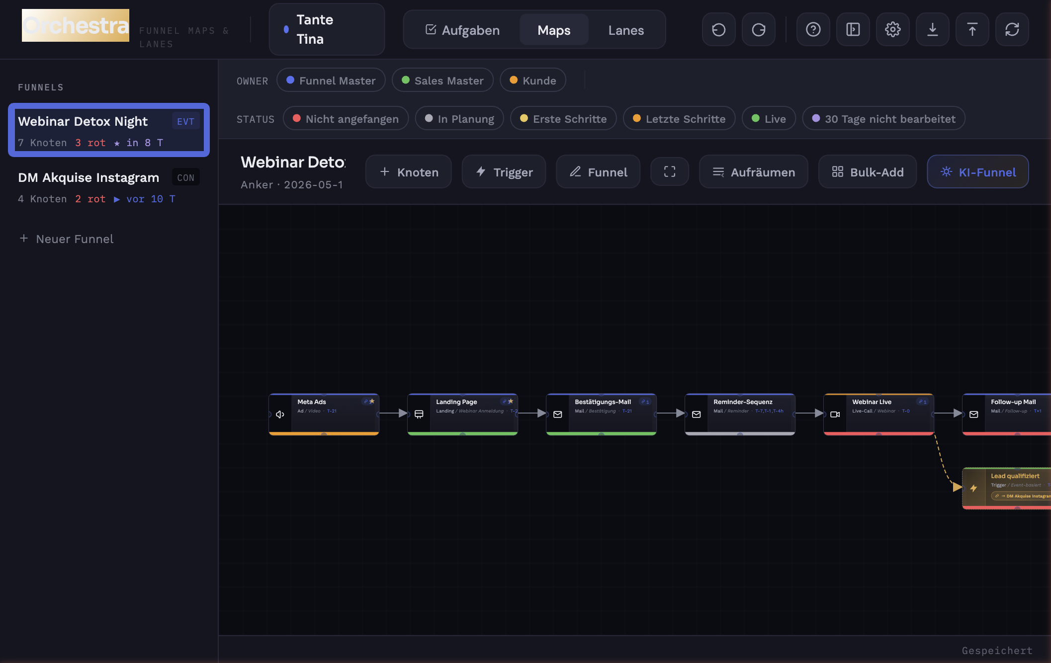Orchestra Maps – Webinar Detox Night Funnel